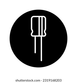 Icono de la línea negra electrolítica del capasitor. Pictograma para página web, aplicación móvil, promoción.