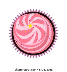 Capcake with cream on a white background