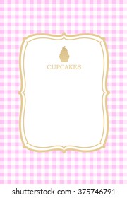 capcakes menu page. vichy style. glitter gold cupcake
