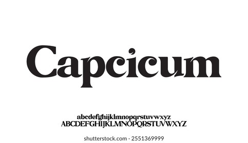 Capcicum, Letras alfabeto elegante logotipo de fonte clássicos mínimos designs de moda. Tipografia moderna sans fontes e número para a marca do logotipo. ilustração vetorial
