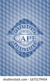 Cape blue emblem with geometric pattern background. Vector Illustration. Detailed.