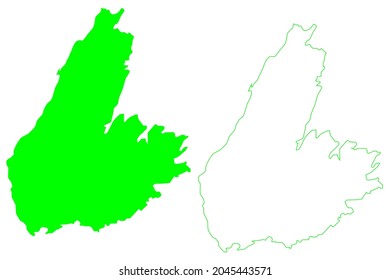 Cape Breton Island (Canada, North America, Nova Scotia Province) Map Vector Illustration, Scribble Sketch Cape Breton Map