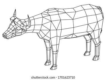 Cape buffalo polygonal lines illustration. Vector cape buffalo on the white background