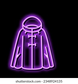 cape coat outerwear female neon light sign vector. cape coat outerwear female sign. isolated symbol illustration