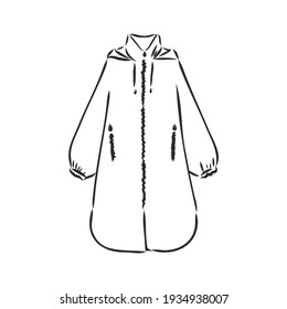 capa de capa, esbozo vectorial sobre fondo blanco. Ropa de temporada de otoño de moda. chapa de otoño, ilustración de esbozo vectorial