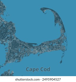 Cape Cod, Massachusetts, USA artistic blueprint map poster