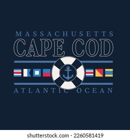 Cape Cod Nautical Vector Slogan Graphic