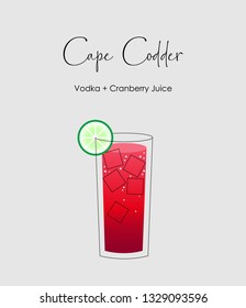 Cape Codder with lemon slice cocktail minimal design