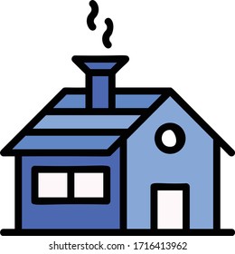 Cape Cod-style house Vector Color Icon Design, Wooden Cottage with Chimney Concept, Camping and Outdoor Living House on white background