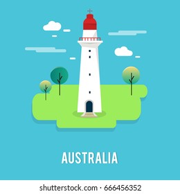 Cape du Couedic lighthouse beautiful place in Australia illustration design