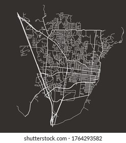 Cape Girardeau, Missouri, USA – Urban vector map, transport road network, downtown and suburbs, town center, city footprint poster