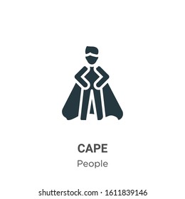 Cape glyph icon vector on white background. Flat vector cape icon symbol sign from modern people collection for mobile concept and web apps design.