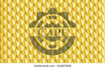 Cape gold emblem. Scales pattern. Vector Illustration. Detailed.