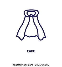 cape icon from people collection. Thin linear cape, cartoon, comic outline icon isolated on white background. Line vector cape sign, symbol for web and mobile