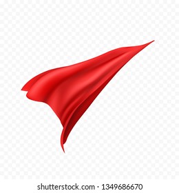Cape isolated on transparent background. Red superhero cloak. Vector super hero cloth or silk flying cape template.