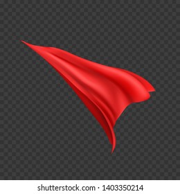 Cape isolated on transparent background. Red superhero cloak. Vector super hero cloth or silk flying cape template.