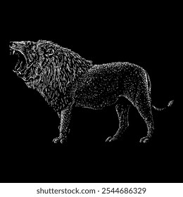 cape lion hand drawing vector isolated on black background.