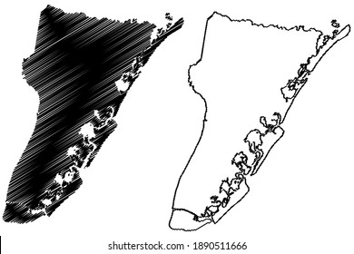 Cape May County, New Jersey (U.S. county, United States of America, USA, U.S., US) map vector illustration, scribble sketch Cape May map