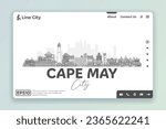 Cape May, New Jersey USA architecture line skyline illustration. Linear vector cityscape with famous landmarks, city sights, design icons. Landscape with editable strokes.