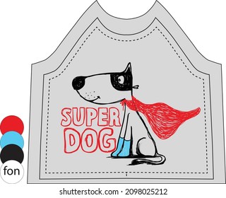 cape superhero dog line drawing vector.