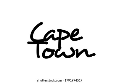 Cape Town city handwritten text word hand lettering. Calligraphy text. Typography in black color