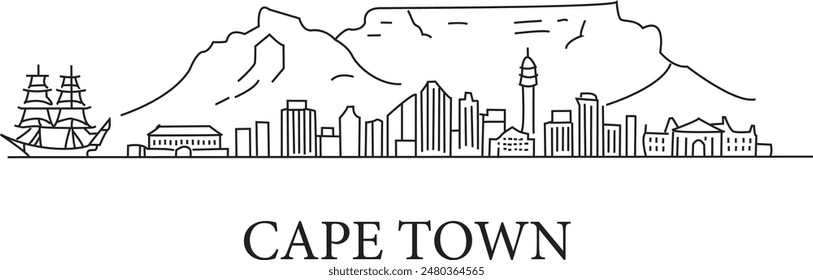 Cape Town City Line Draw Free Vector