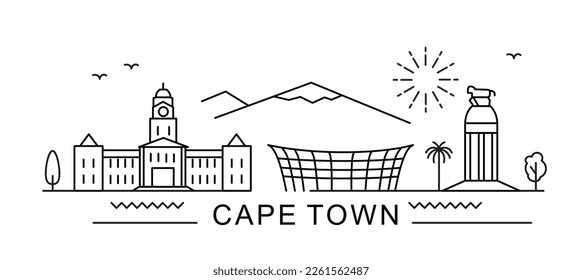 Cape Town City Line View. Poster print minimal design. South Africa