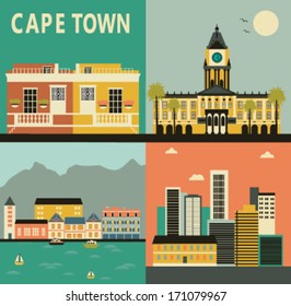 Cape Town City Made From Different Parts. Vector