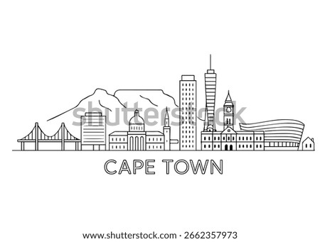 Cape Town city skyline vector on white background
Vector line city skyline
