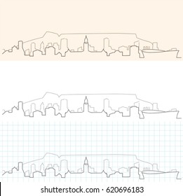 Cape Town Hand Drawn Skyline