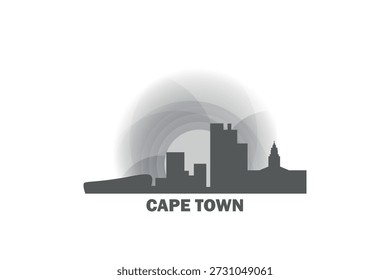 Cape Town icon of map pin pointer, geolocation, skyline shape. Vector logo, isolated clip art. South Africa web symbol with landmarks and buildings