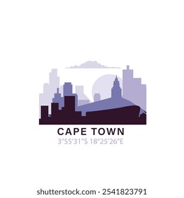 Cape Town logo with skyline, cityscape retro vector icon. South Africa city horizon, facade, travel logotype