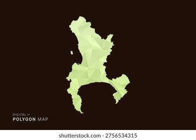 Cape Town Map - Low poly polygon map in soft light green gradient on dark brown background, modern minimal geometric style, clean abstract vector illustration design.