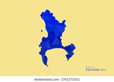 Cape Town Map - Low poly polygon map in deep blue gradient on soft beige background, modern minimal geometric design, clean abstract vector illustration with faceted triangulated style.