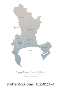Cape Town Map. A Major City In The South Africa.