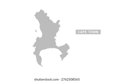 Cape Town map - Minimal Flat Vector Illustration in Black and Gray, Isolated on White Background, Ideal for Infographics, Educational Use, Reports, and Presentations.