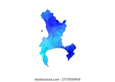 Cape Town map - Polygon Style Vector Illustration in Blue Gradient, Low Poly Geometric Design, Isolated on White Background, Perfect for Infographics, Education, and Modern Presentations.