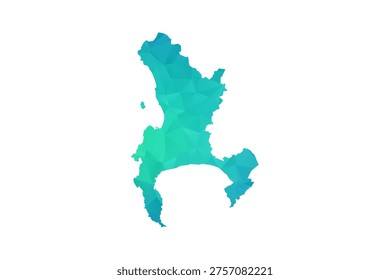 Cape Town Map - Polygon Style Vector Illustration in Green and Blue Gradient, Low Poly Geometric Design, Isolated on White Background, Perfect for Infographics and Learning Use.