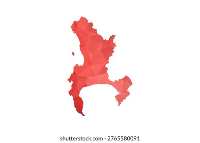 Cape Town Map - Polygon Style Vector Illustration in Red Gradient, Low Poly Geometric Design, Isolated on White Background, Perfect for Infographics, Reports, and Educational Materials.