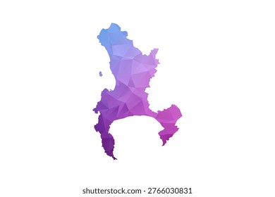 Cape Town Map - Polygon Style Vector Illustration in Blue and Purple Gradient, Low Poly Geometric Design, Isolated on White Background, Ideal for Infographics and Learning Materials.