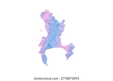 Cape Town Map - Polygon Style Vector Illustration in Pastel Blue and Pink Gradient, Low Poly Geometric Design, Isolated on White Background for Infographics and Education.