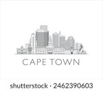 Cape Town skyline cityscape illustration in black and white 