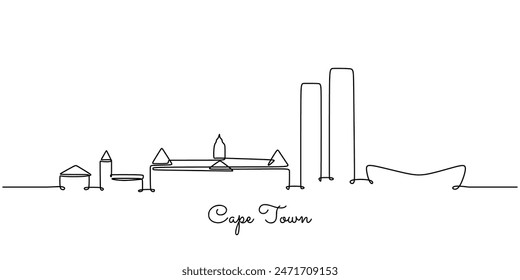 Cape Town skyline continuous line drawing. Building and architecture concept. Vector illustration minimalist design hand drawn.