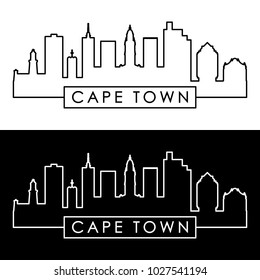 Cape Town skyline. Linear style. Editable vector file.