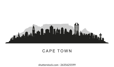 Cape Town Skyline Silhouette with South Africa.