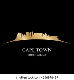 Cape Town South Africa City Skyline Silhouette. Vector Illustration
