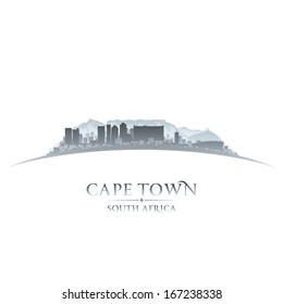 Cape Town South Africa City Skyline Silhouette. Vector Illustration