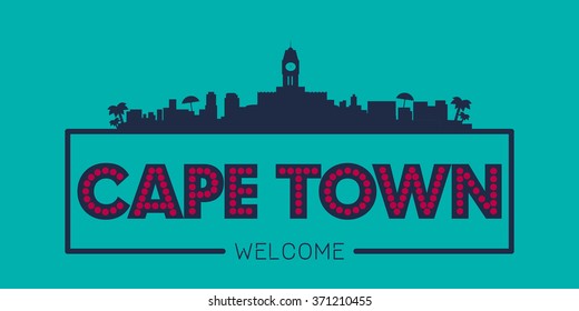 Cape Town South Africa city skyline typographic illustration vector design