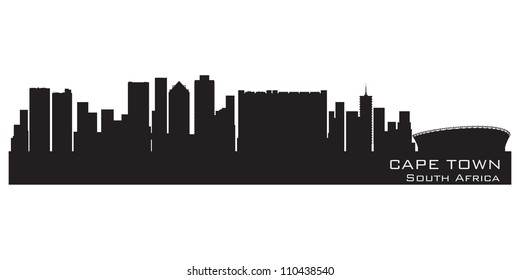 Cape Town, South Africa Skyline. Detailed Vector Silhouette