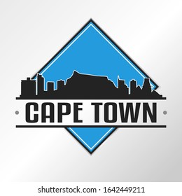 Cape Town South Africa Skyline Logo. Adventure Landscape Design Vector Illustration.